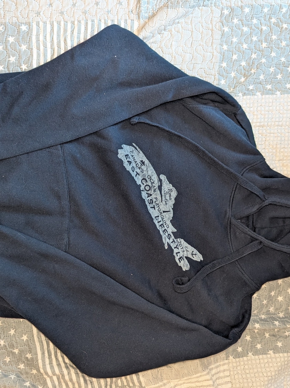 Women's Black Crewneck Sweatshirt with East Coast Graphic